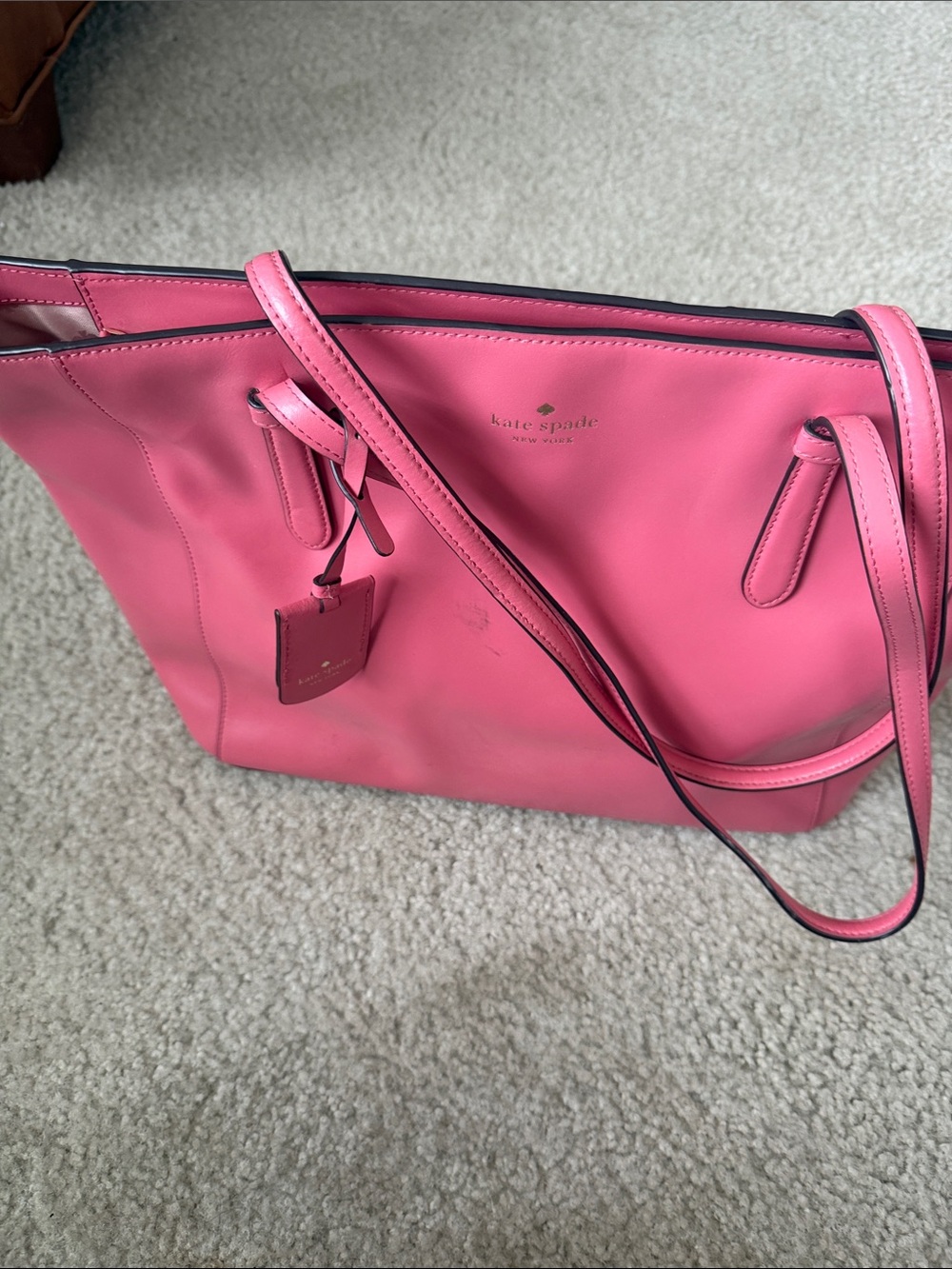 kate spade Pink Leather Tote with Removable Tag